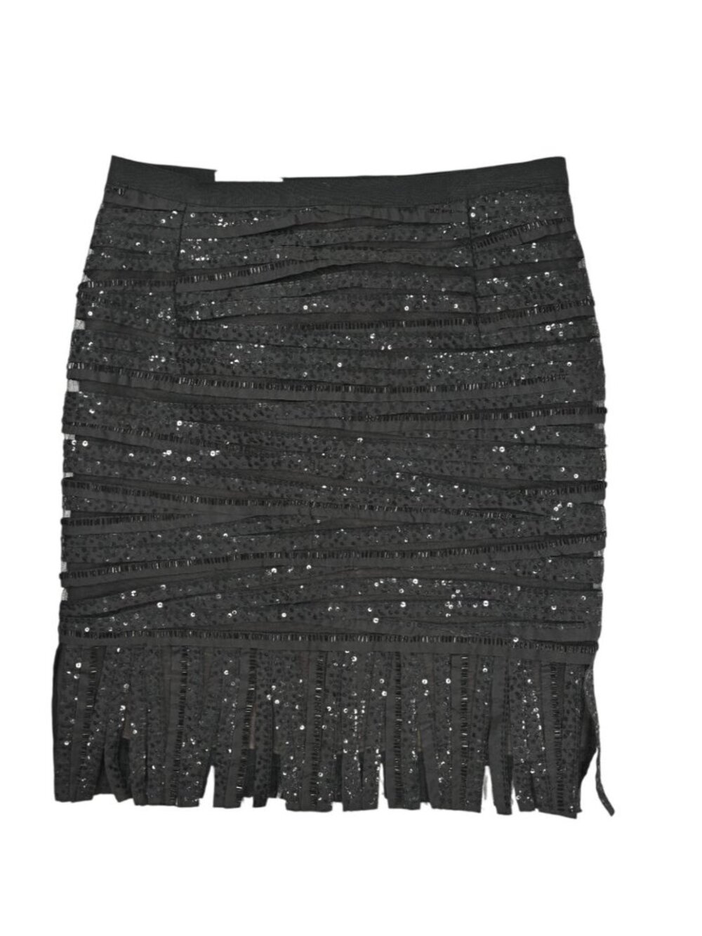 Oscar de la Renta Fall 2009 Sequin Beaded Silk Tulle Fringe Skirt in Black